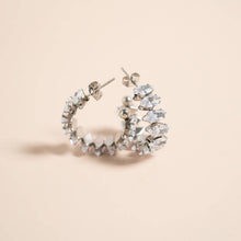 Load image into Gallery viewer, 18K Gold PVD Stainless Steel Marquis CZ Stone Hoop Earrings
