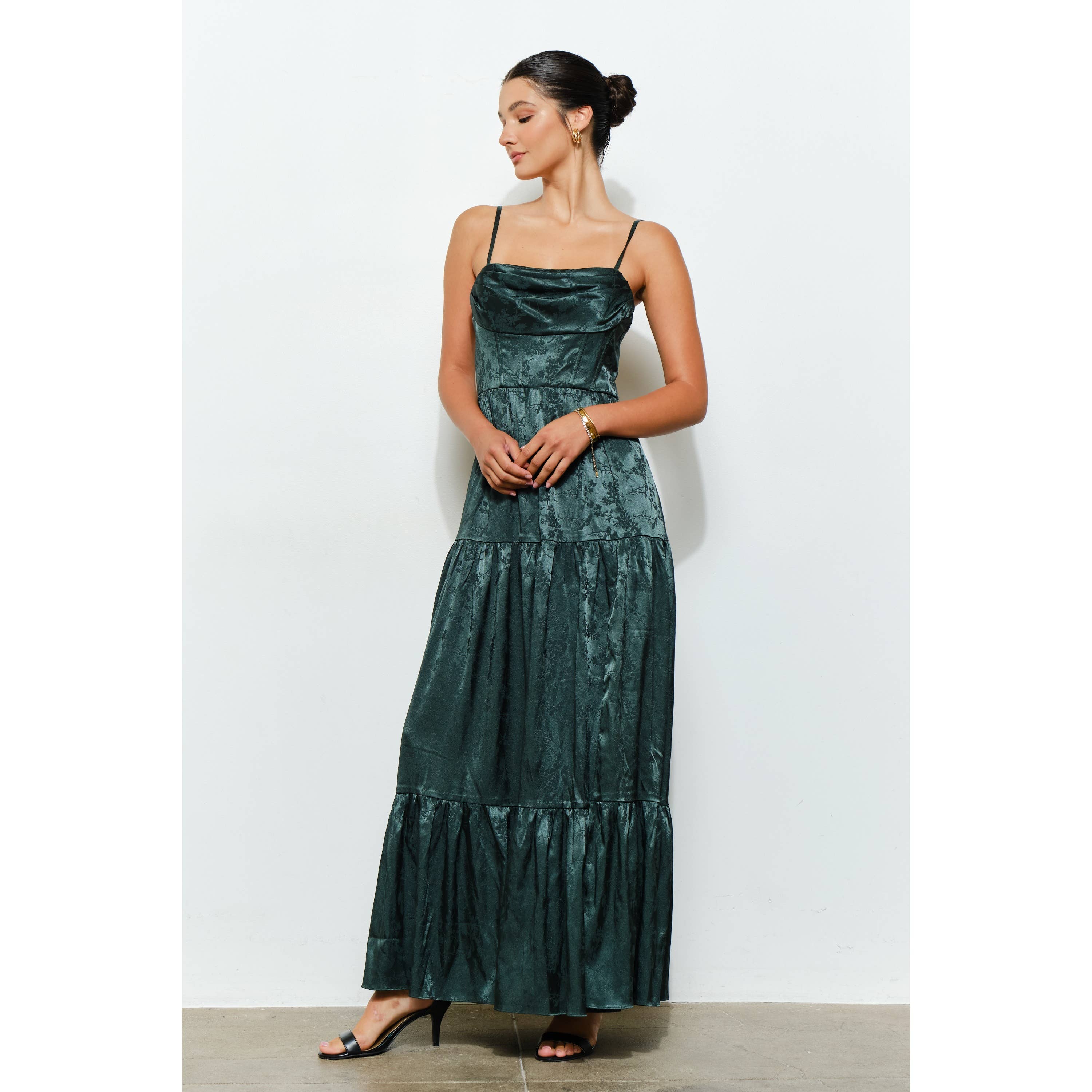 Petal & Poise Floral Jacquard Maxi Dress