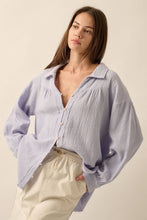 Load image into Gallery viewer, Solid Crinkle Cotton Button Front Shirt
