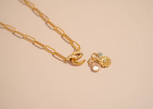 Load image into Gallery viewer, 18K Gold PVD Paperclip Rhinestone Charm Holder Necklace: Gold
