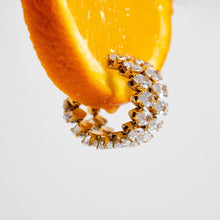 Load image into Gallery viewer, 18K Gold PVD Stainless Steel Marquis CZ Stone Hoop Earrings
