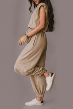 Load image into Gallery viewer, Open Back Drawstring Jogger Jumpsuit
