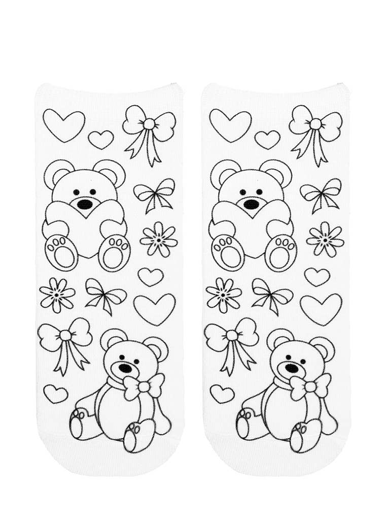 Coloring Socks- Teddy Bears