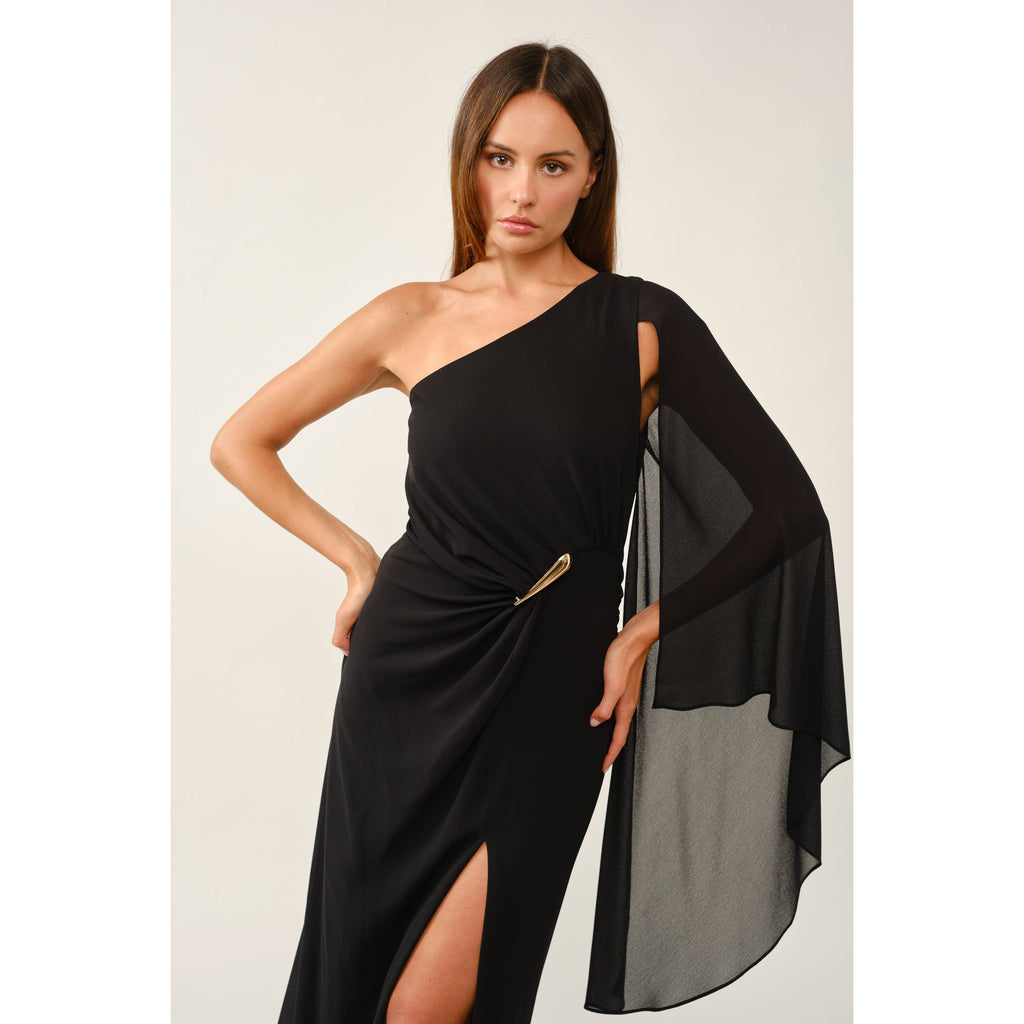 Golden Hour One-Shoulder Slit Maxi Dress