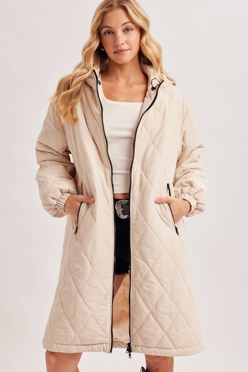 Longline Quilted Puffer Jacket