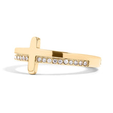 Load image into Gallery viewer, 18K Gold PVD Engraved CZ Cross Stacking Ring
