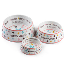 Load image into Gallery viewer, White Chewy Vuiton Dog Bowl
