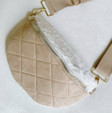 Load image into Gallery viewer, Fuzzy And Quilted Luxe Sling Bag: Camel
