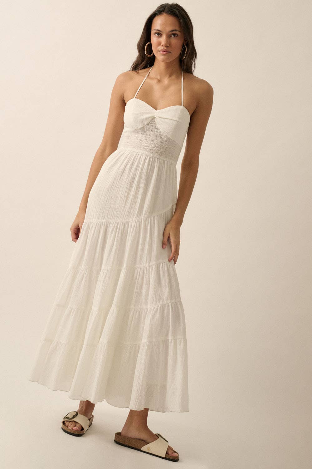 White Halter Maxi Dress