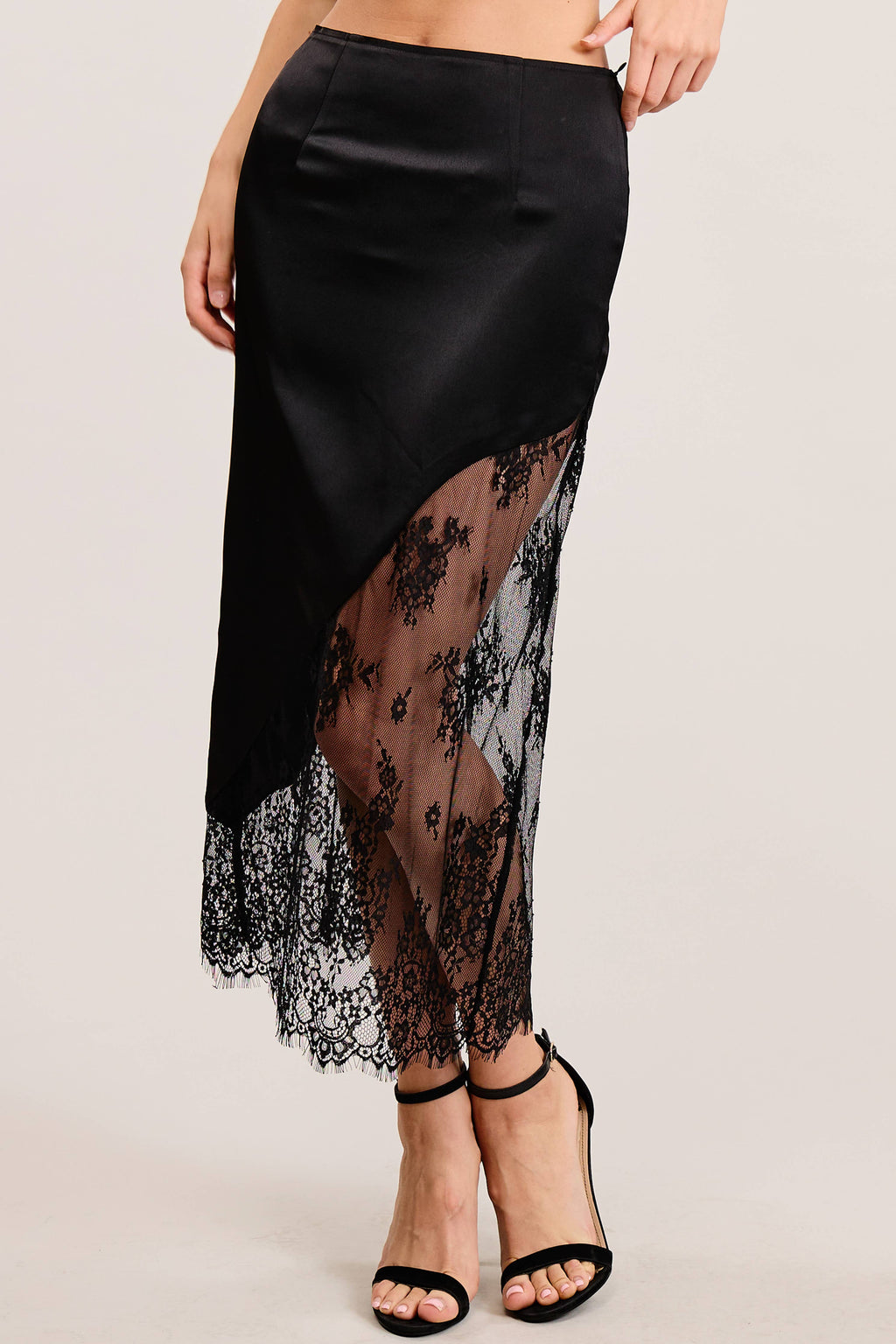 Asymmetrical Satin Midi Skirt