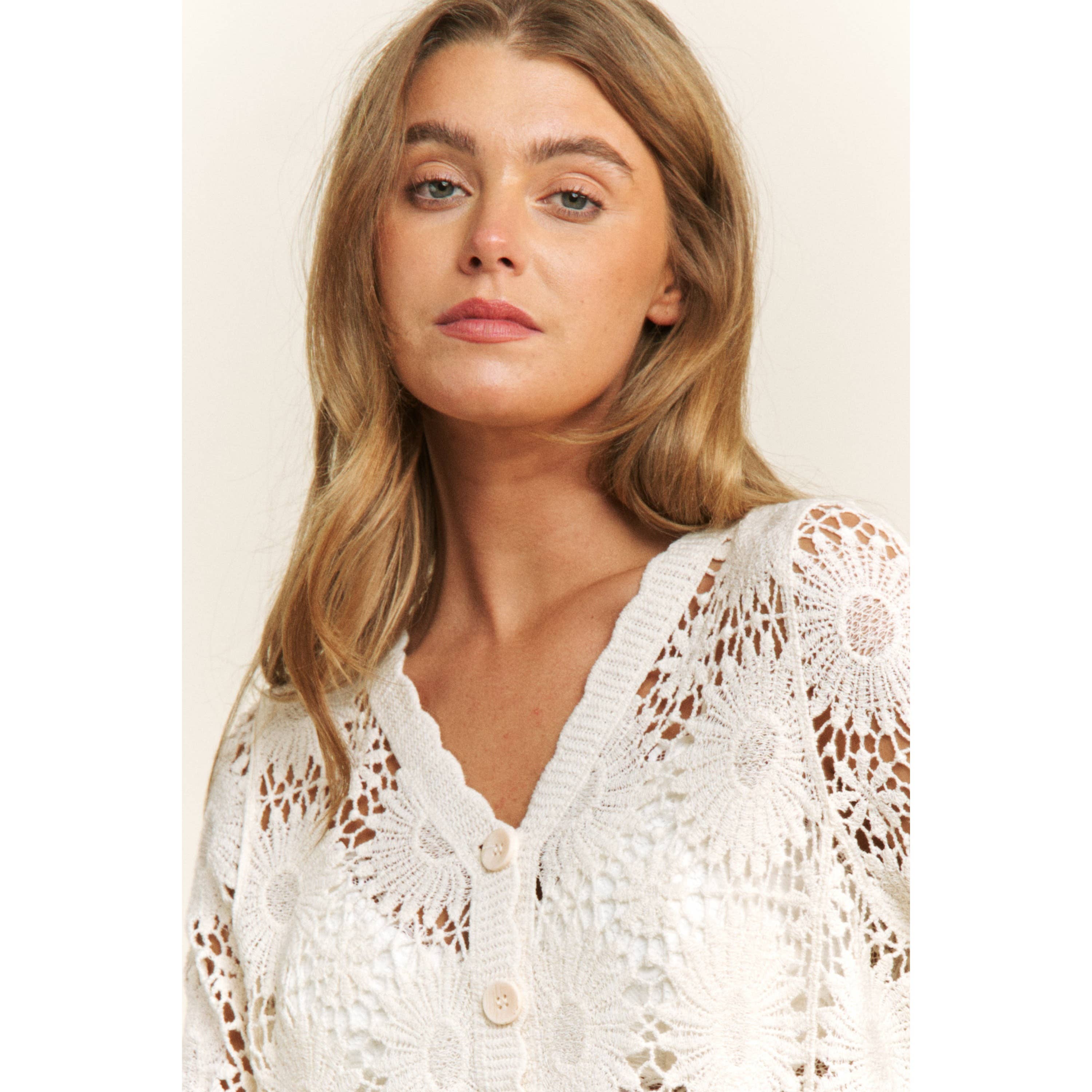Luna Bloom Scallop Crochet Top