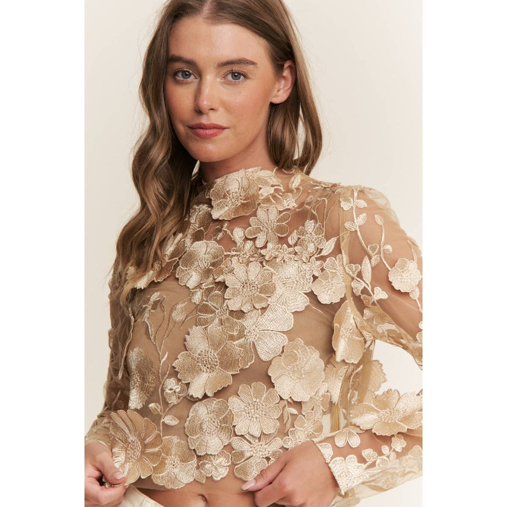 Desert Bloom Embroidered Crop Top