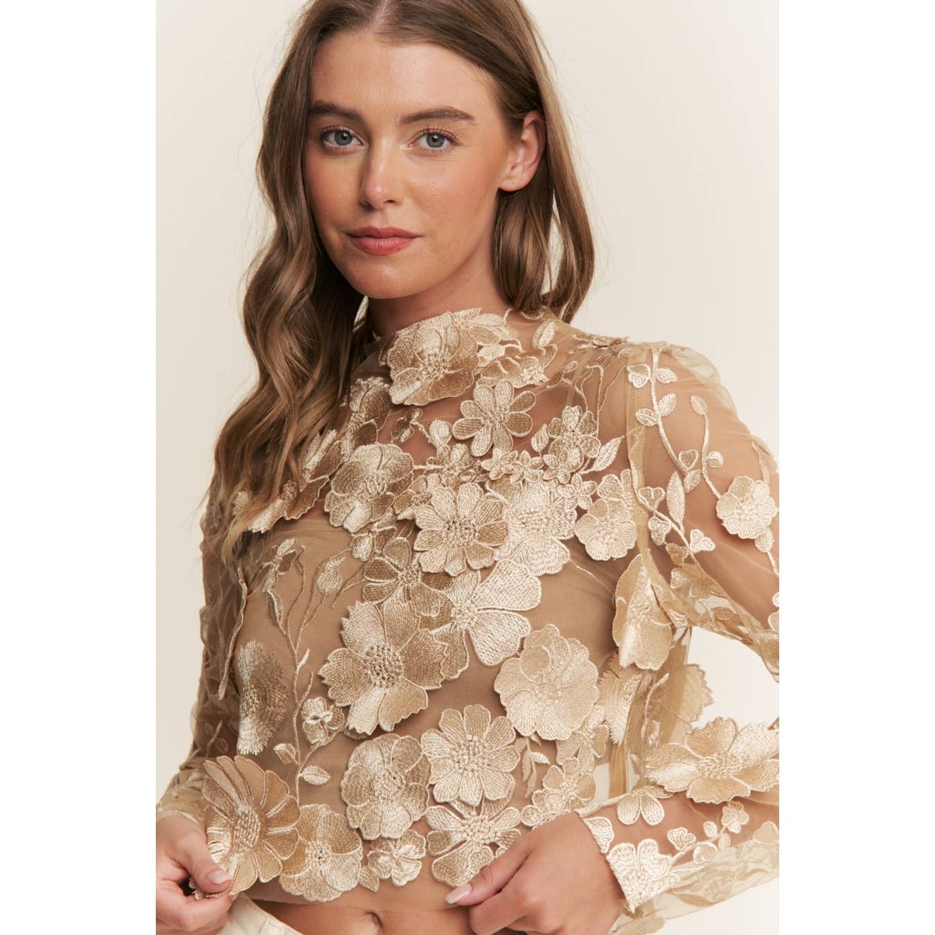 Desert Bloom Embroidered Crop Top