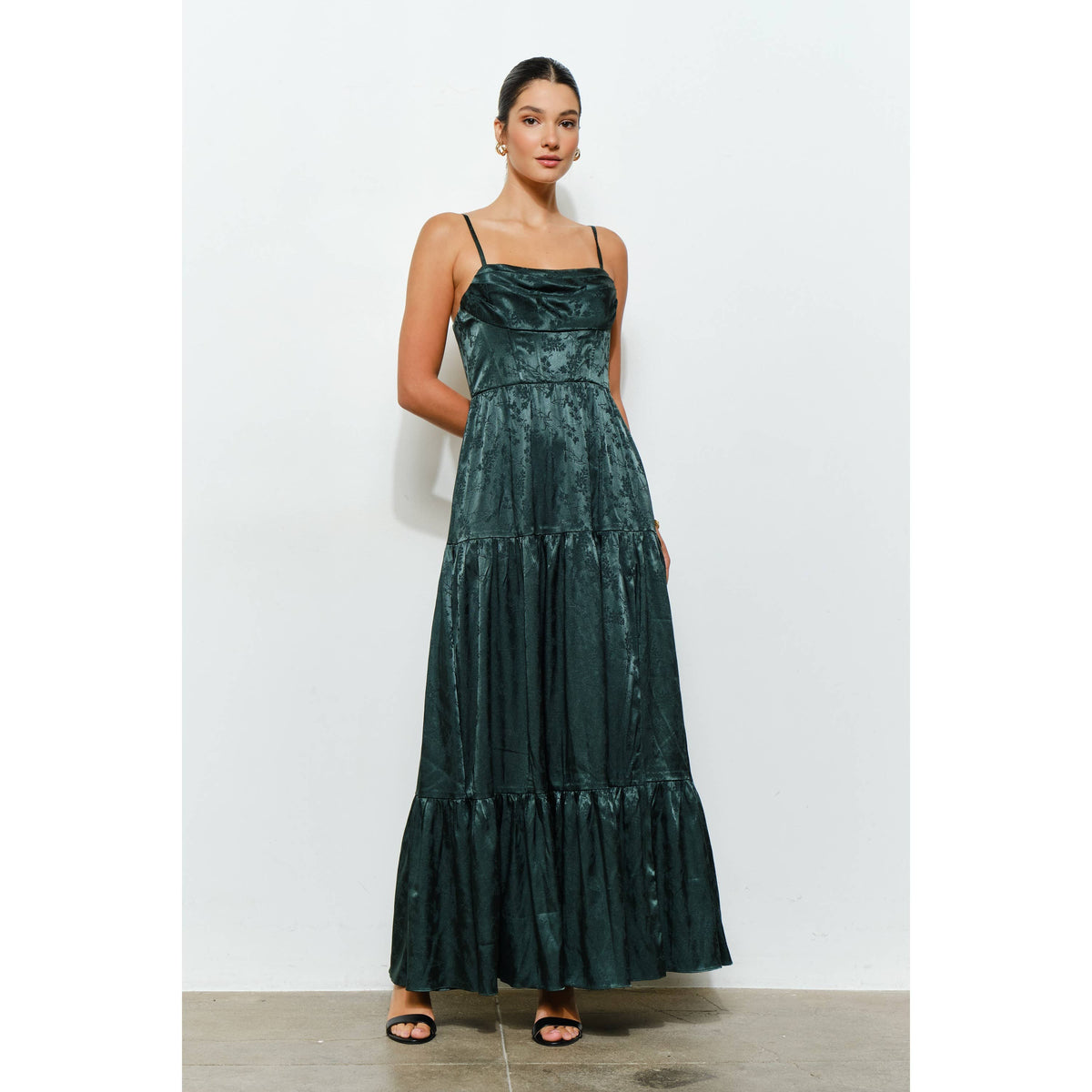 Petal & Poise Floral Jacquard Maxi Dress