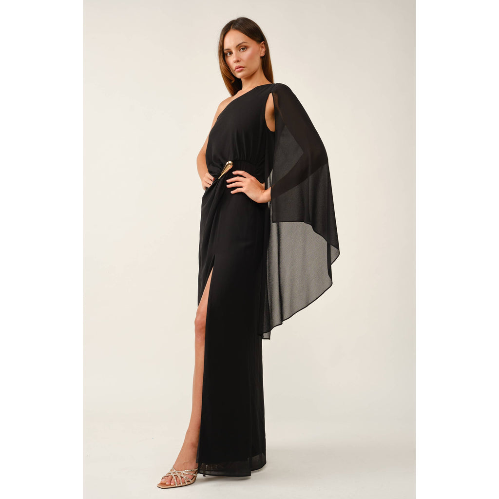 Golden Hour One-Shoulder Slit Maxi Dress