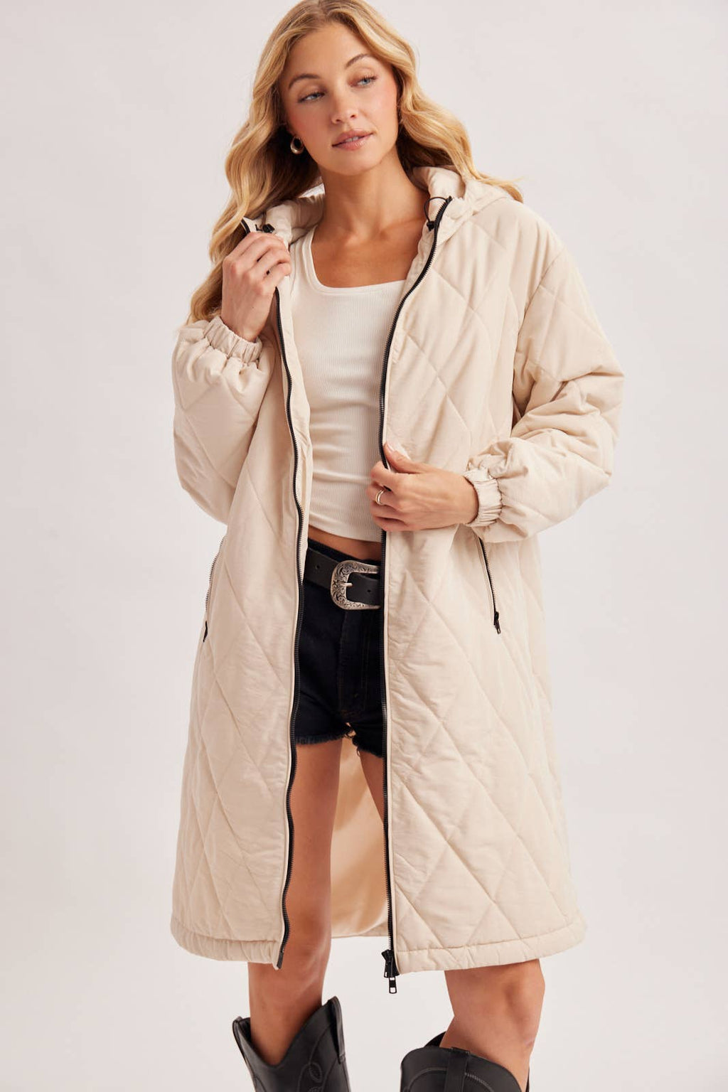 Longline Quilted Puffer Jacket