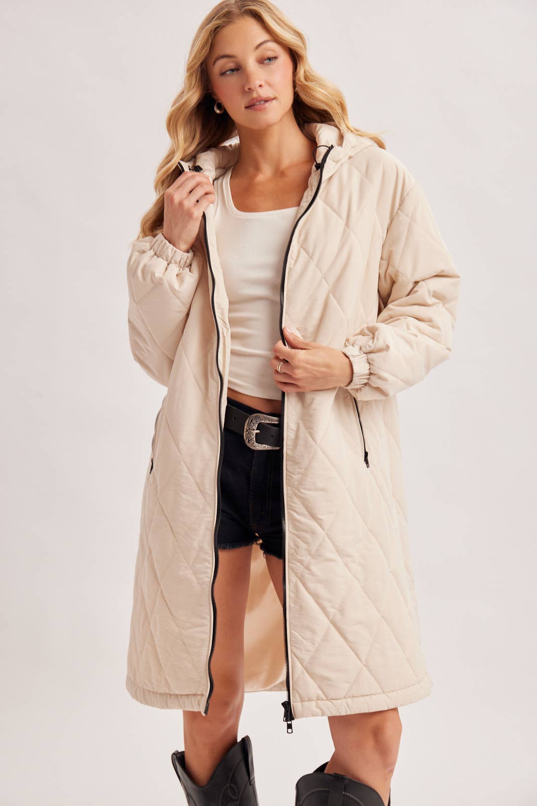 Longline Quilted Puffer Jacket