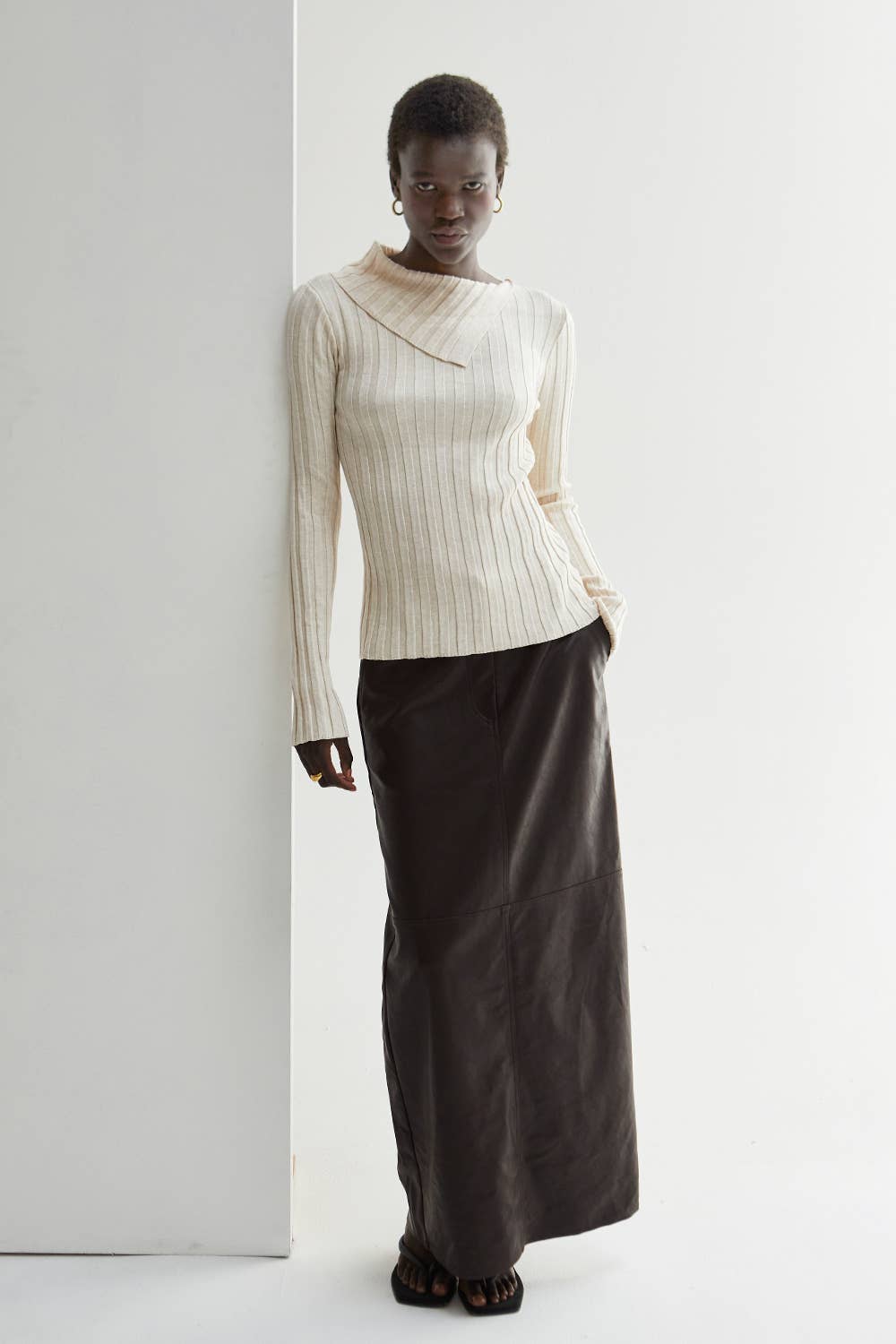 Raven Neck Flap Ribbed Sweater