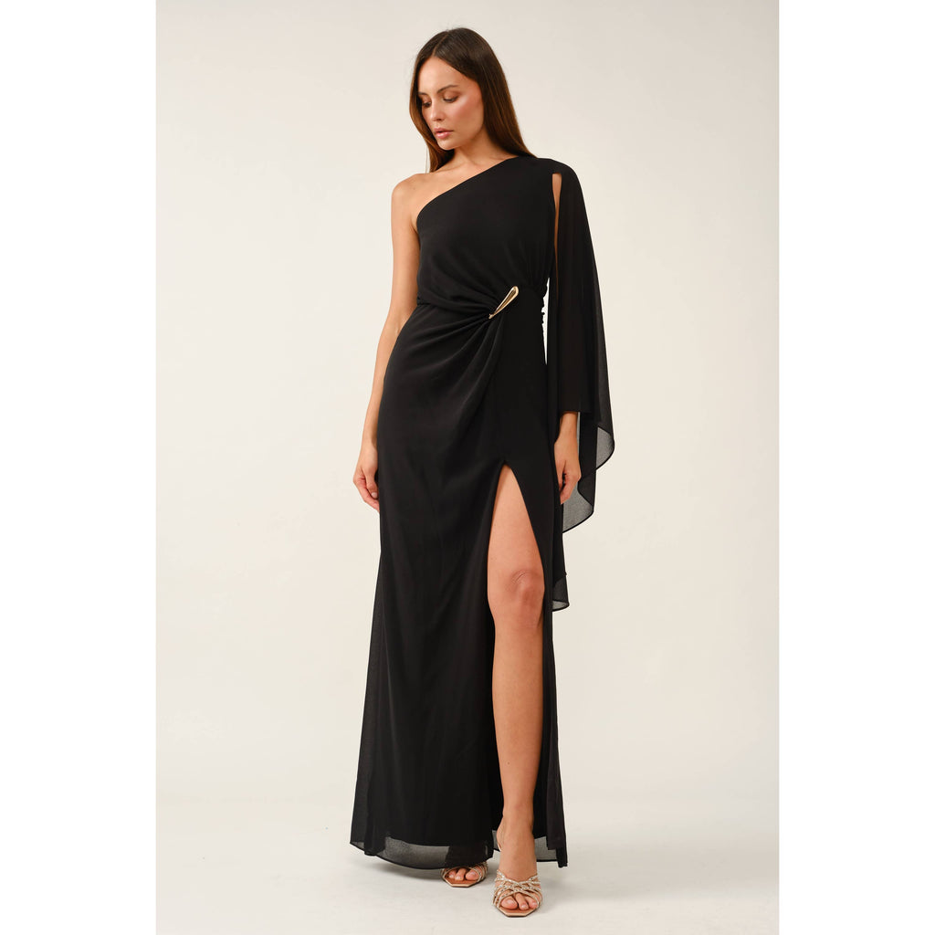 Golden Hour One-Shoulder Slit Maxi Dress