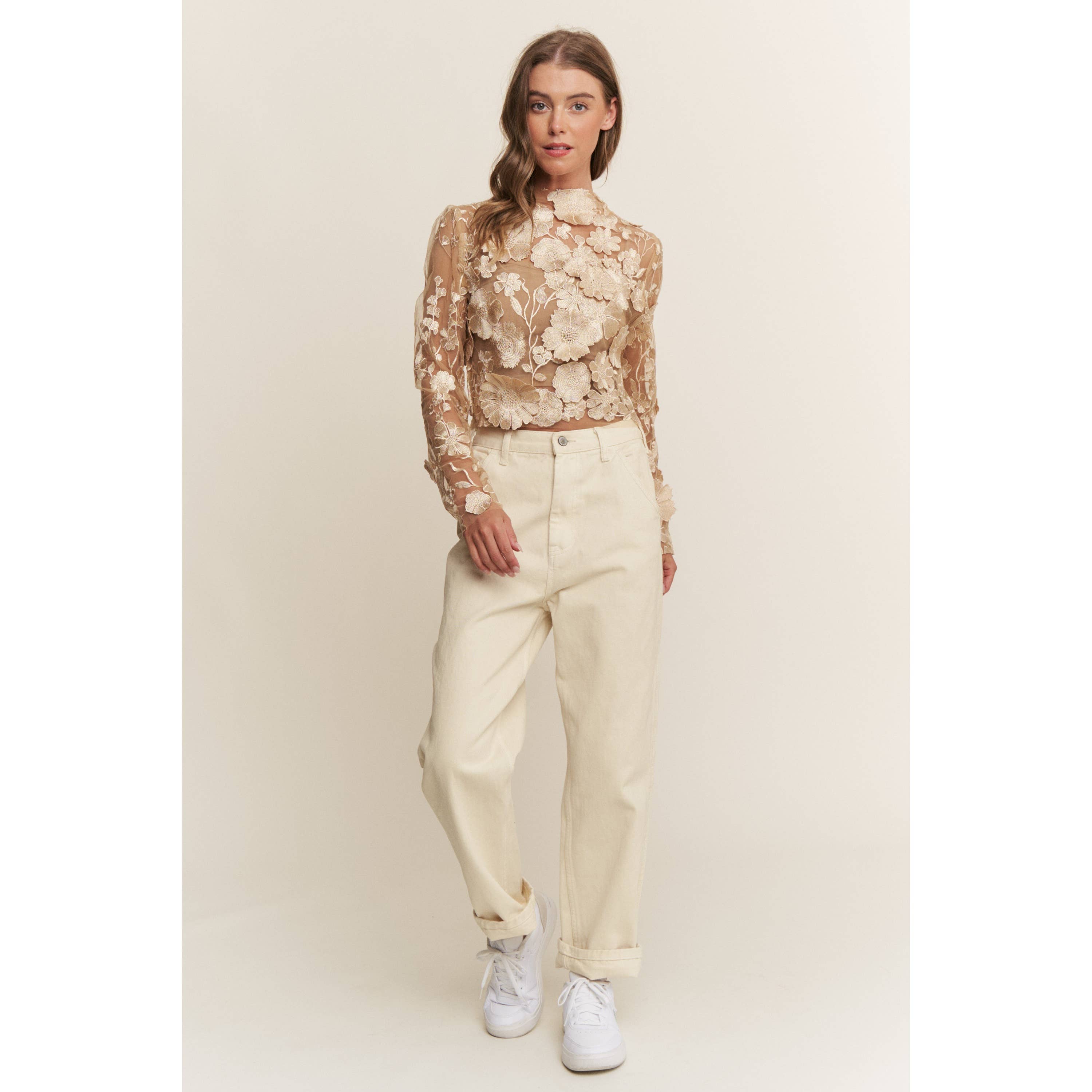 Desert Bloom Embroidered Crop Top