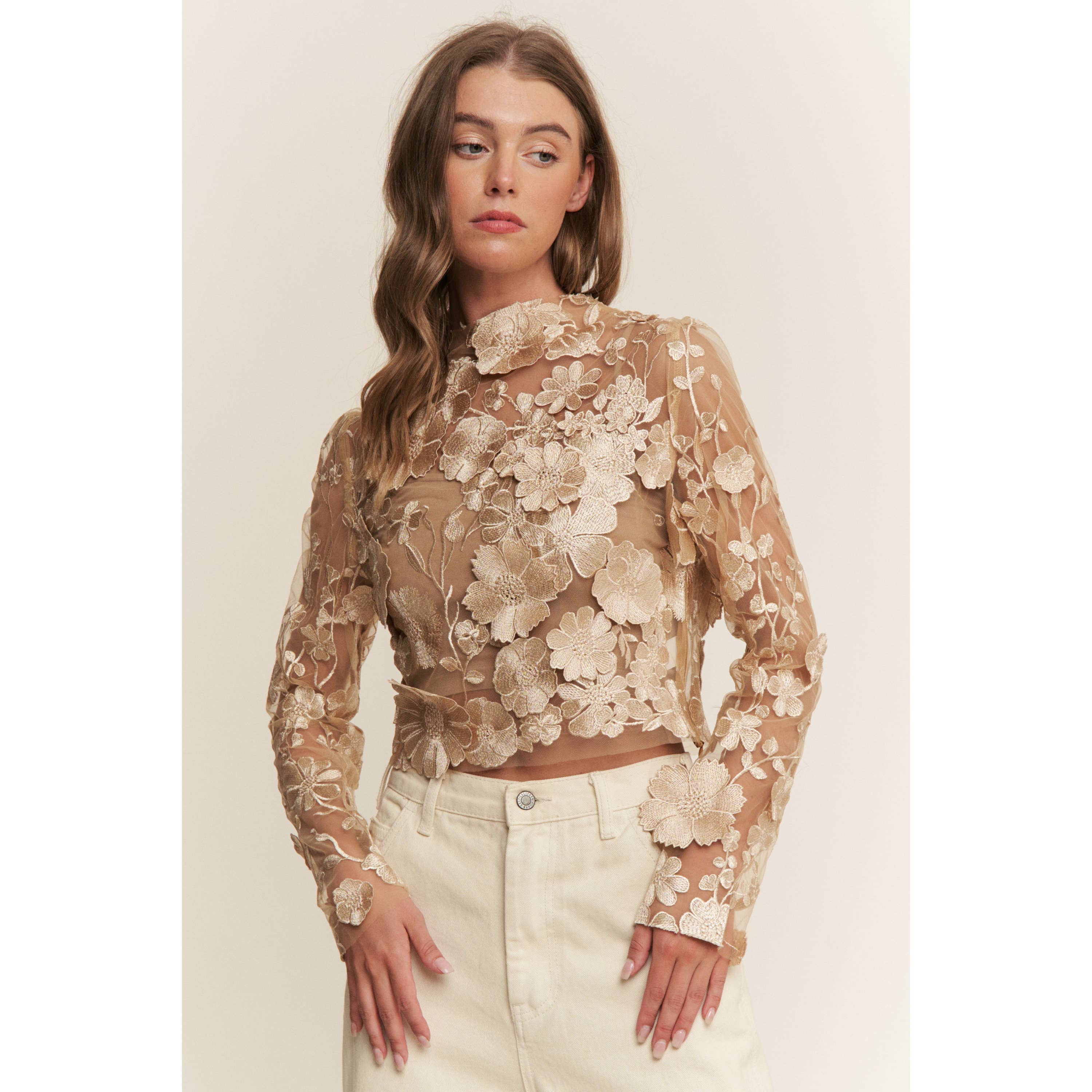 Desert Bloom Embroidered Crop Top