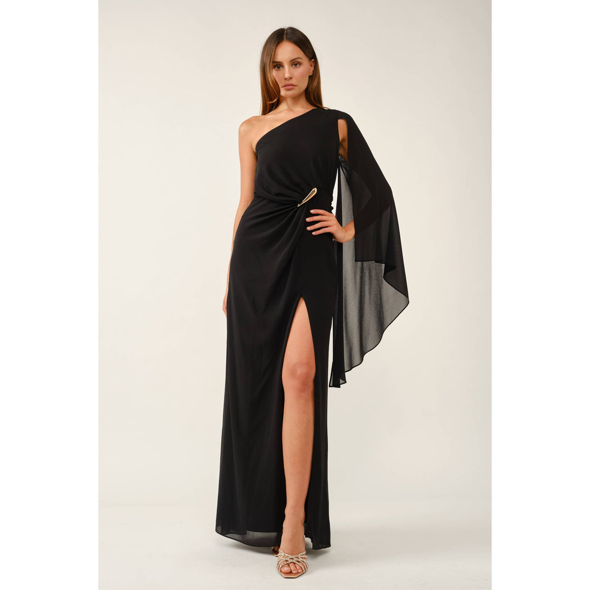 Golden Hour One-Shoulder Slit Maxi Dress
