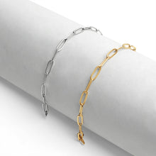 Load image into Gallery viewer, Stainless Steel Paperclip Chain Bracelet: Gold / 7&quot;
