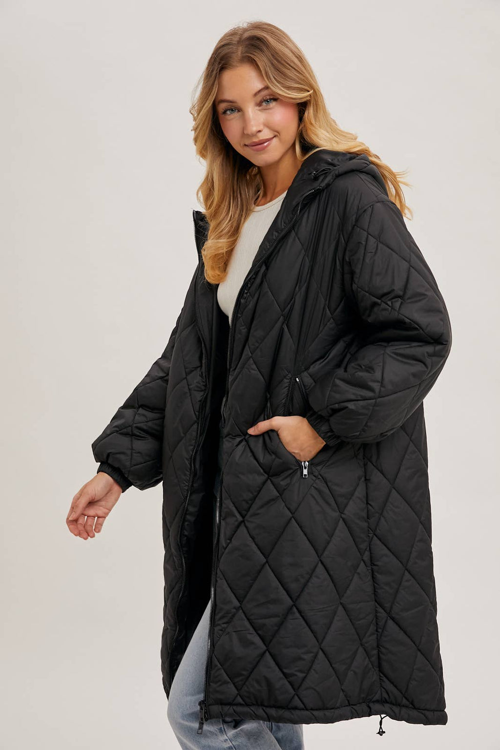 Longline Quilted Puffer Jacket