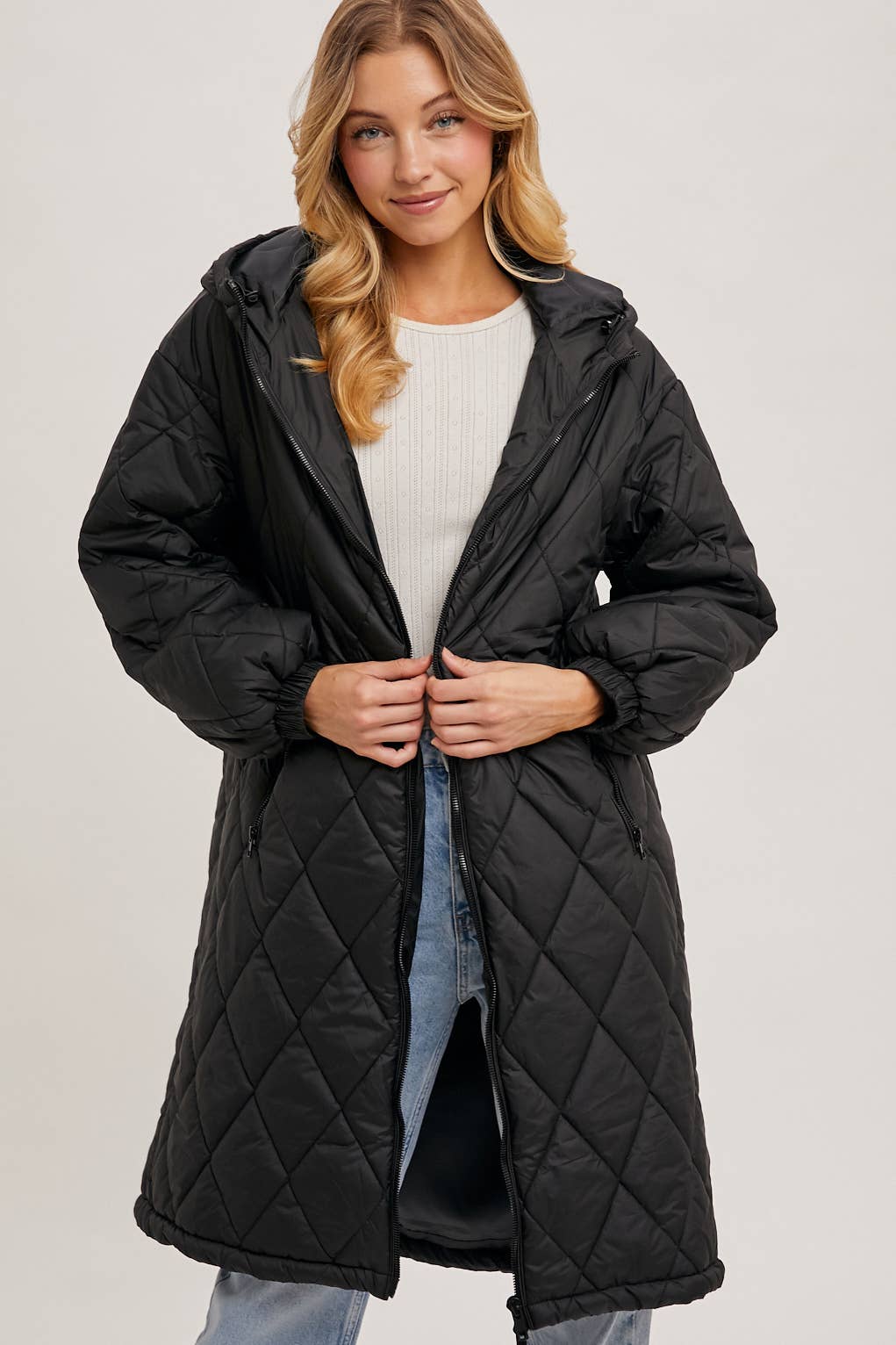 Longline Quilted Puffer Jacket