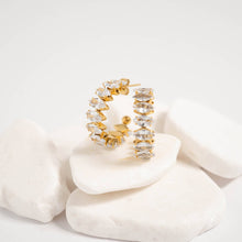 Load image into Gallery viewer, 18K Gold PVD Stainless Steel Marquis CZ Stone Hoop Earrings
