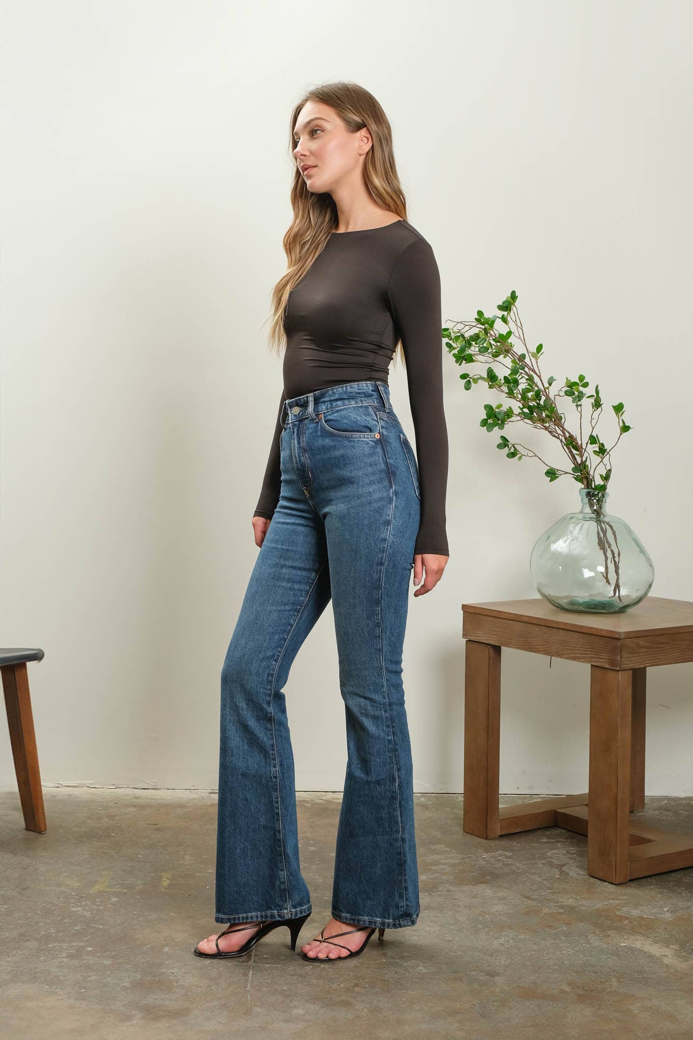 Black Long Sleeve Fitted Top