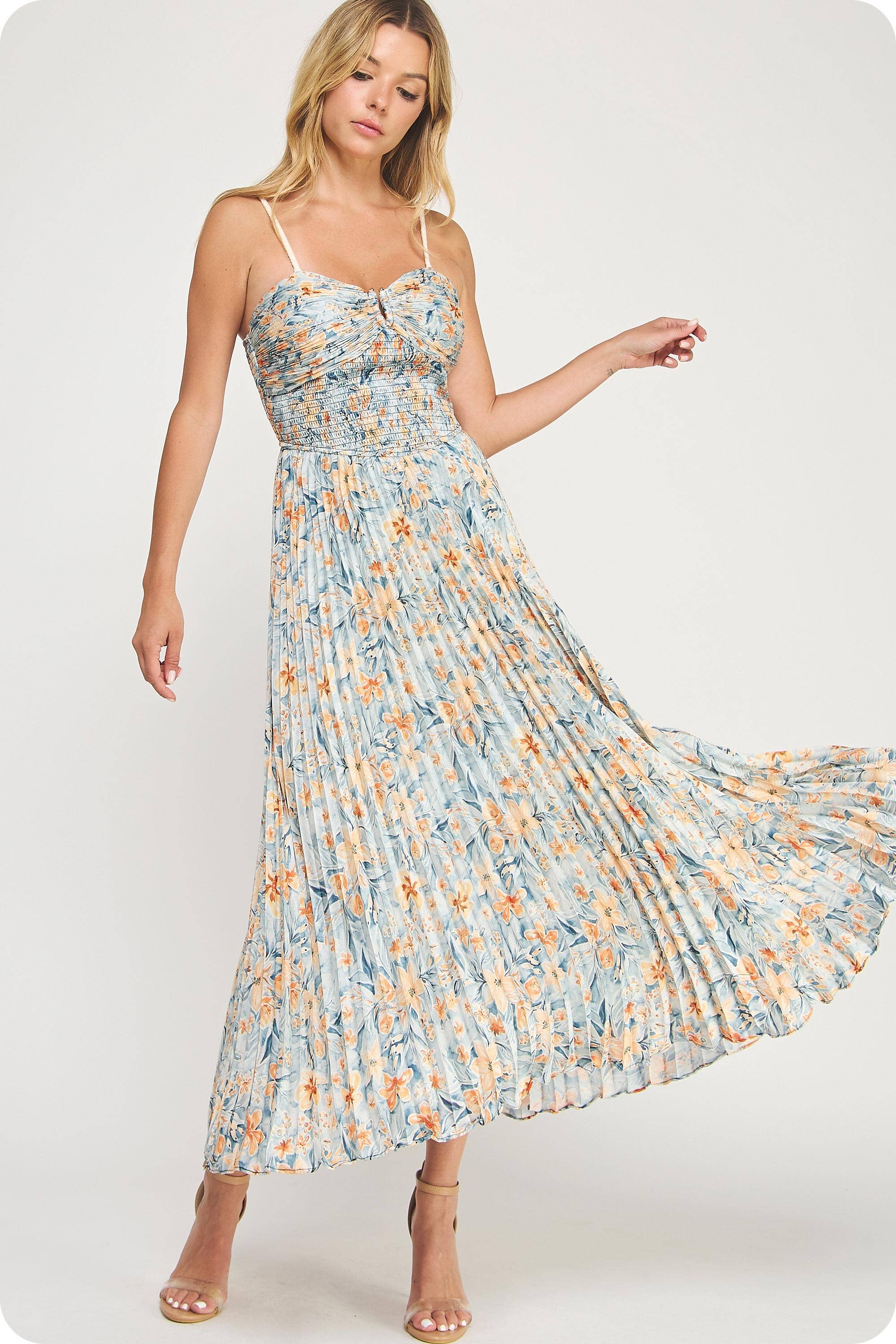 Garden Romance Pleated Midi Dress