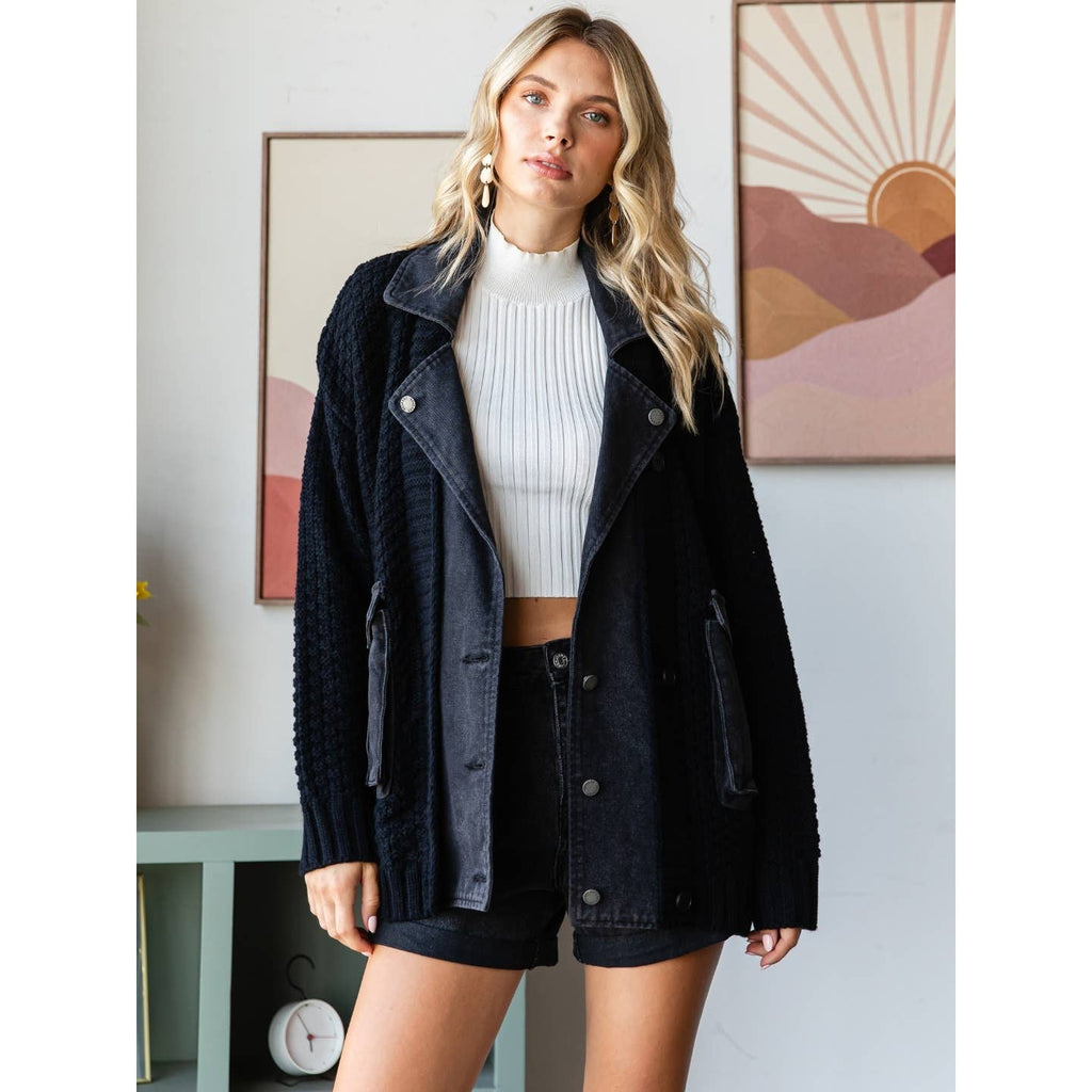 City Layers Knit Denim Jacket