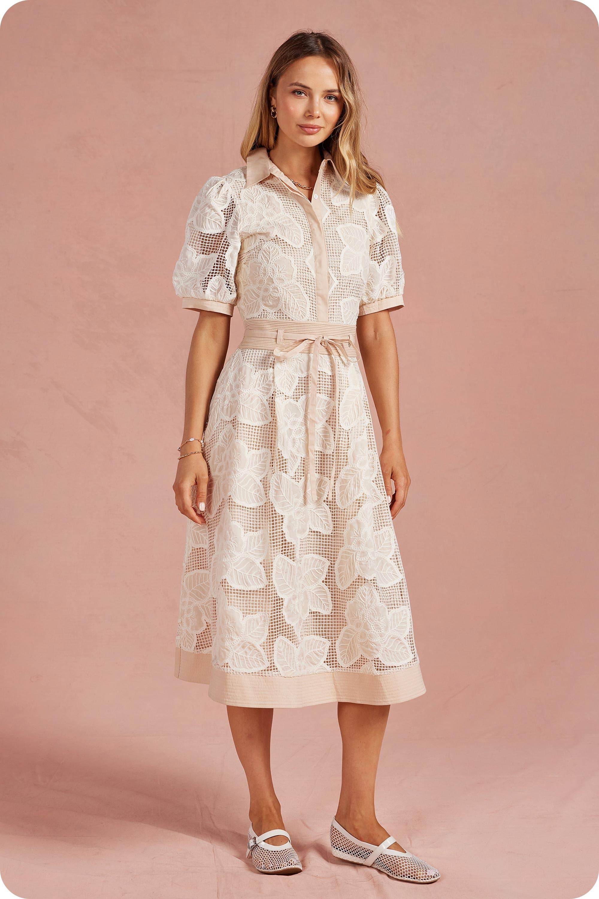 Bloom & Breeze Crochet Midi Dress