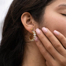 Load image into Gallery viewer, 18K Gold PVD Stainless Steel Marquis CZ Stone Hoop Earrings
