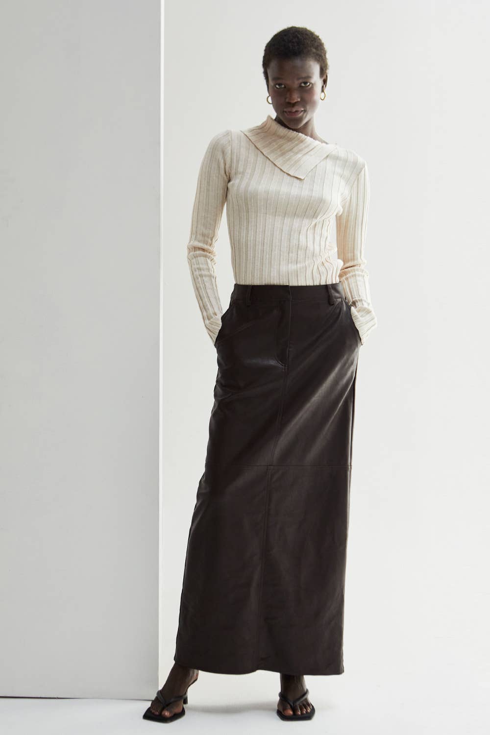 Raven Neck Flap Ribbed Sweater