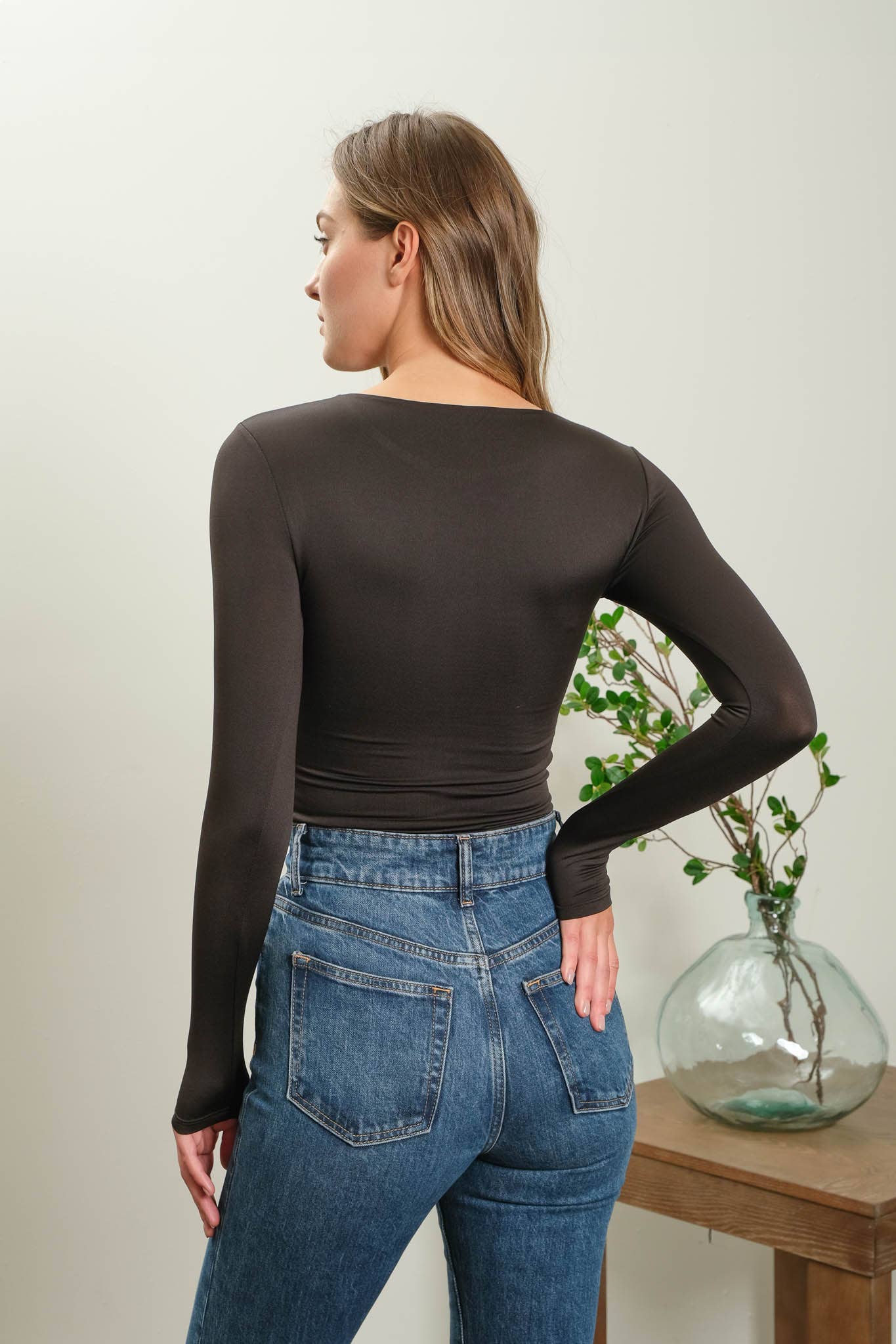 Black Long Sleeve Fitted Top