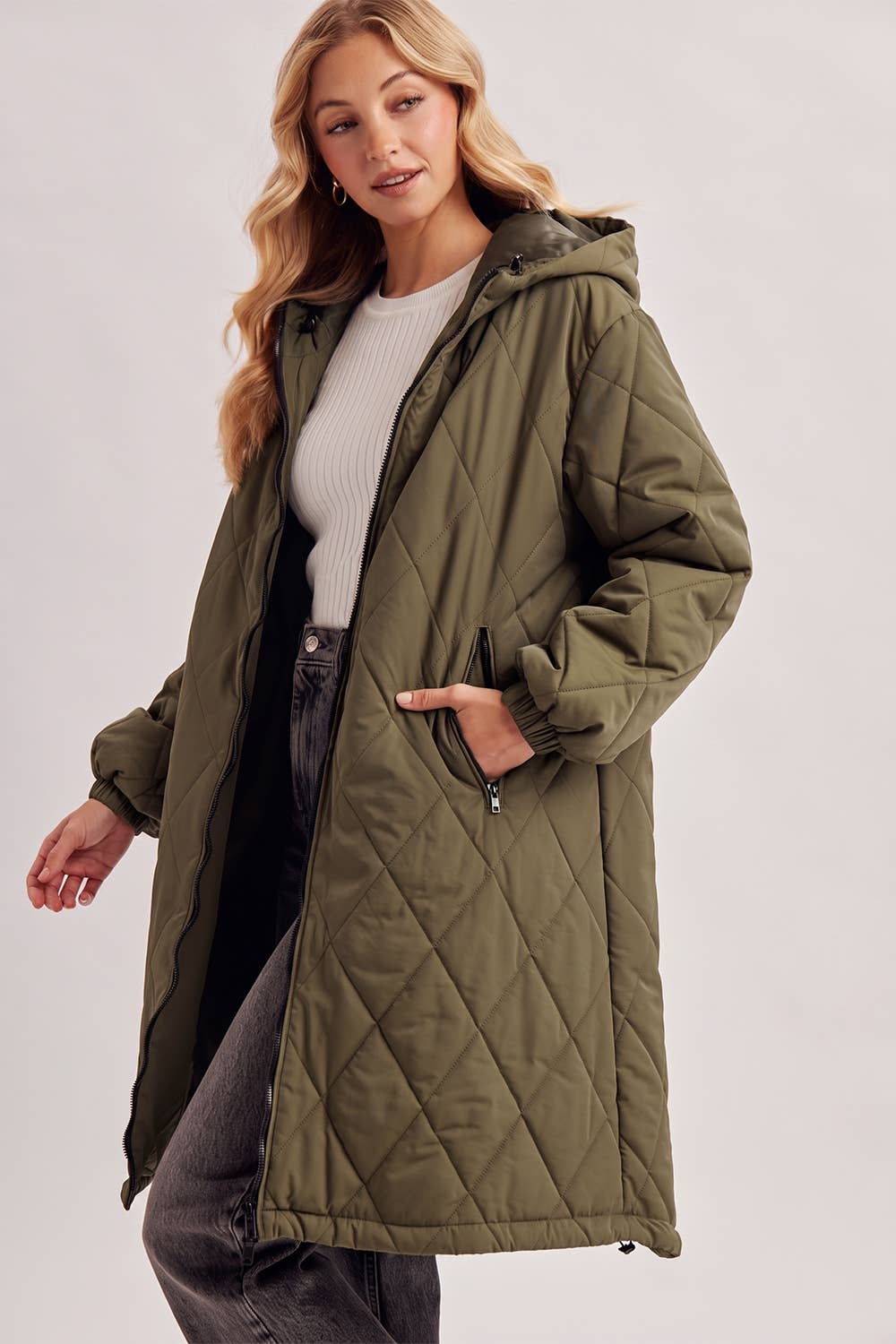 Longline Quilted Puffer Jacket