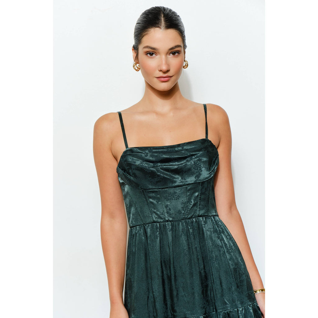 Petal & Poise Floral Jacquard Maxi Dress