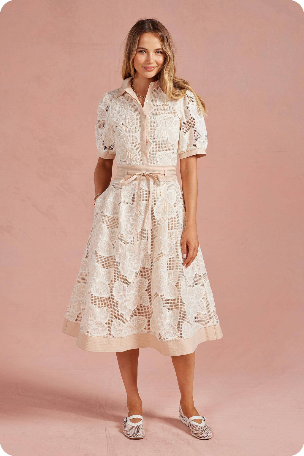 Bloom & Breeze Crochet Midi Dress