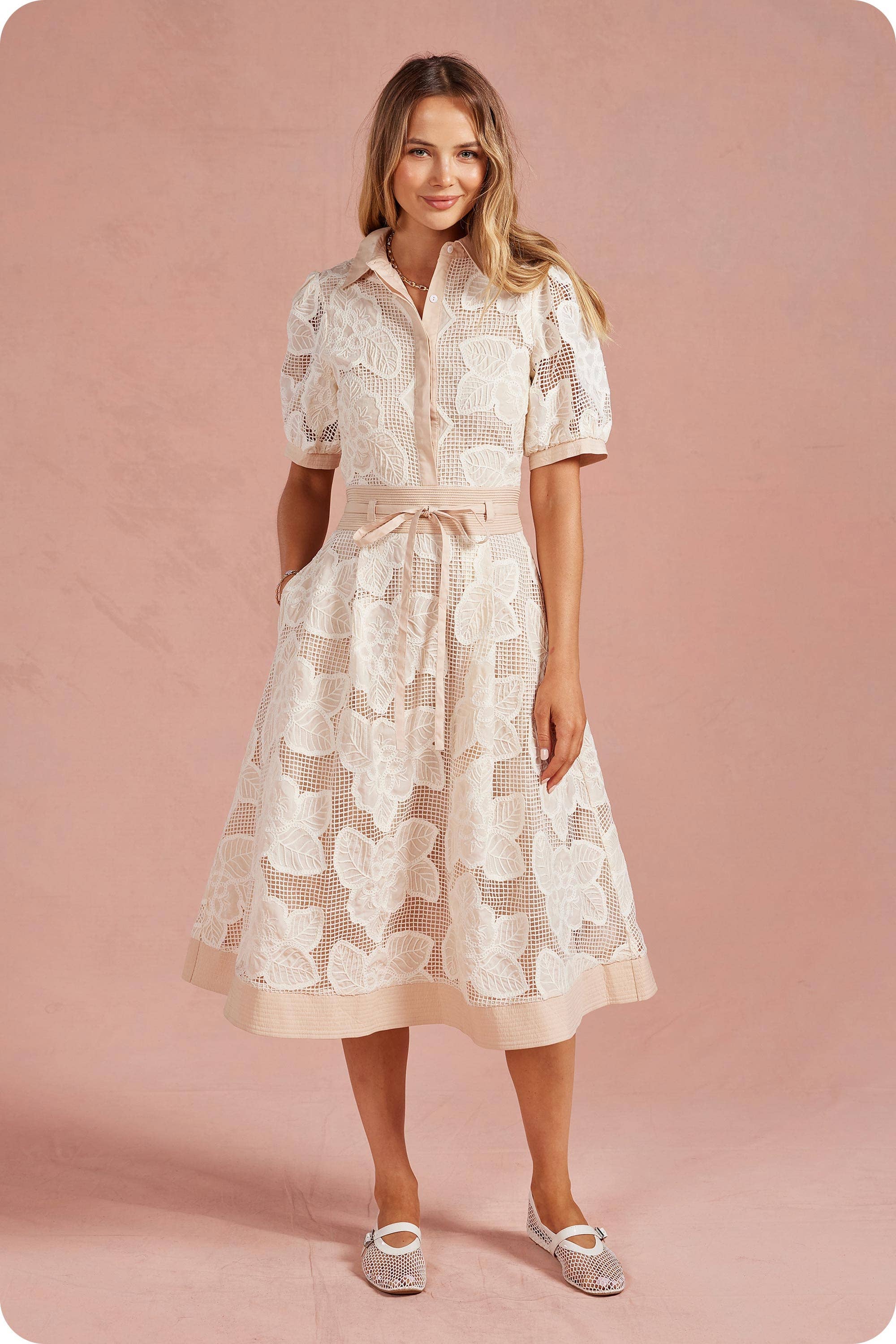 Bloom & Breeze Crochet Midi Dress