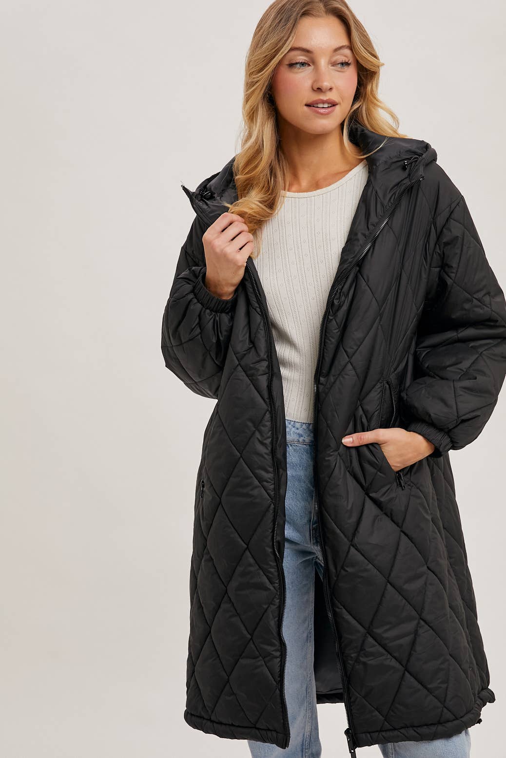 Longline Quilted Puffer Jacket