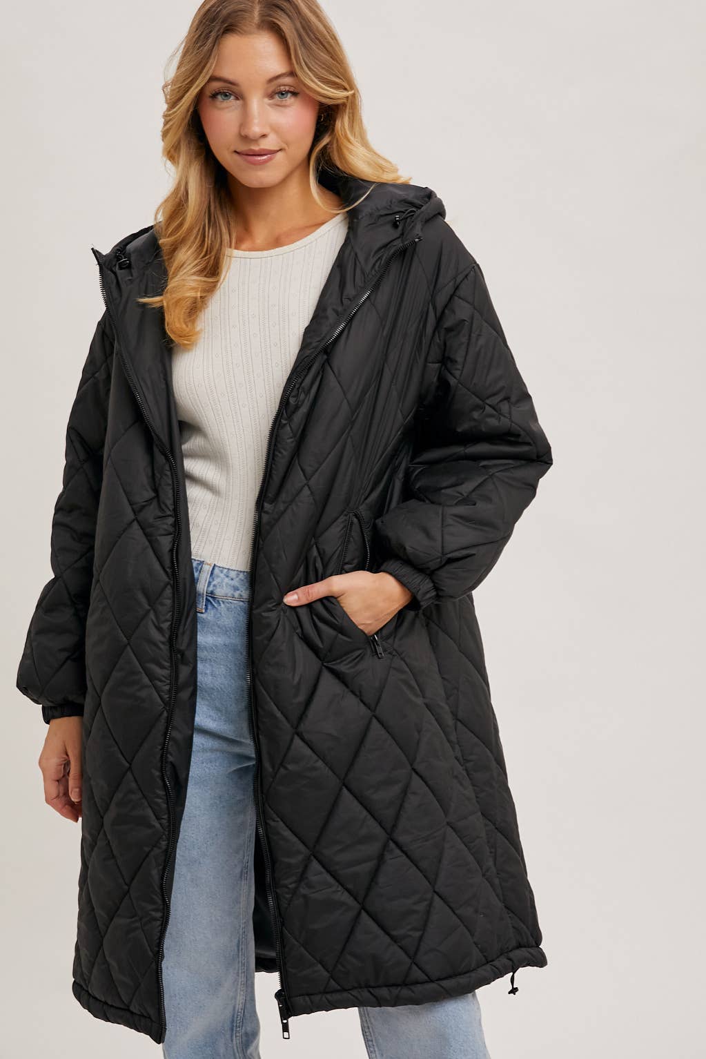 Longline Quilted Puffer Jacket