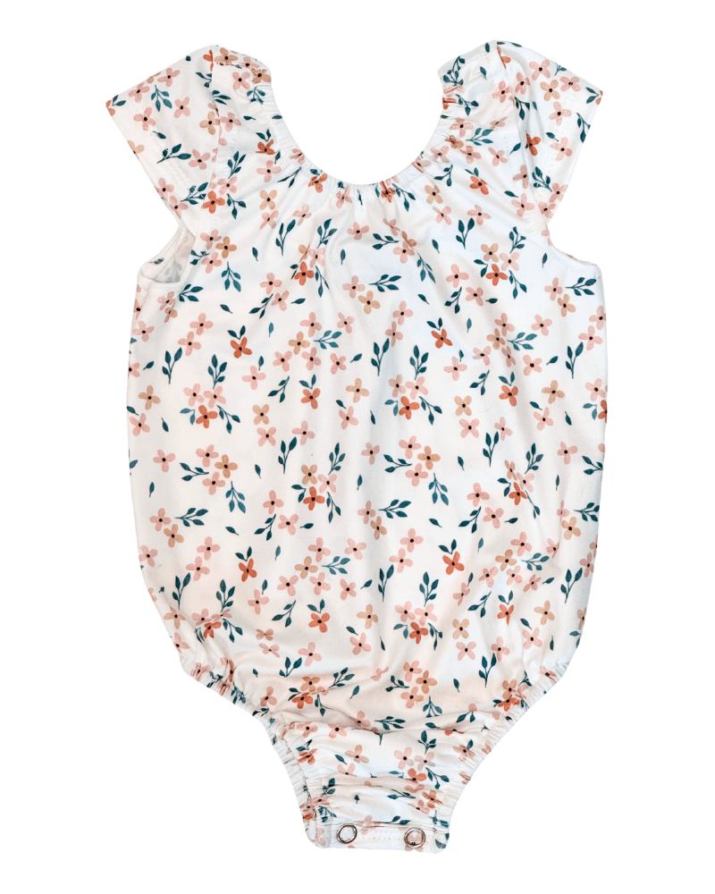 Maggie Cap Sleeve Leotard - Tangerine Floral
