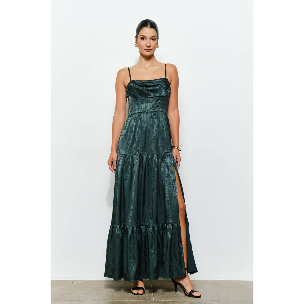Petal & Poise Floral Jacquard Maxi Dress