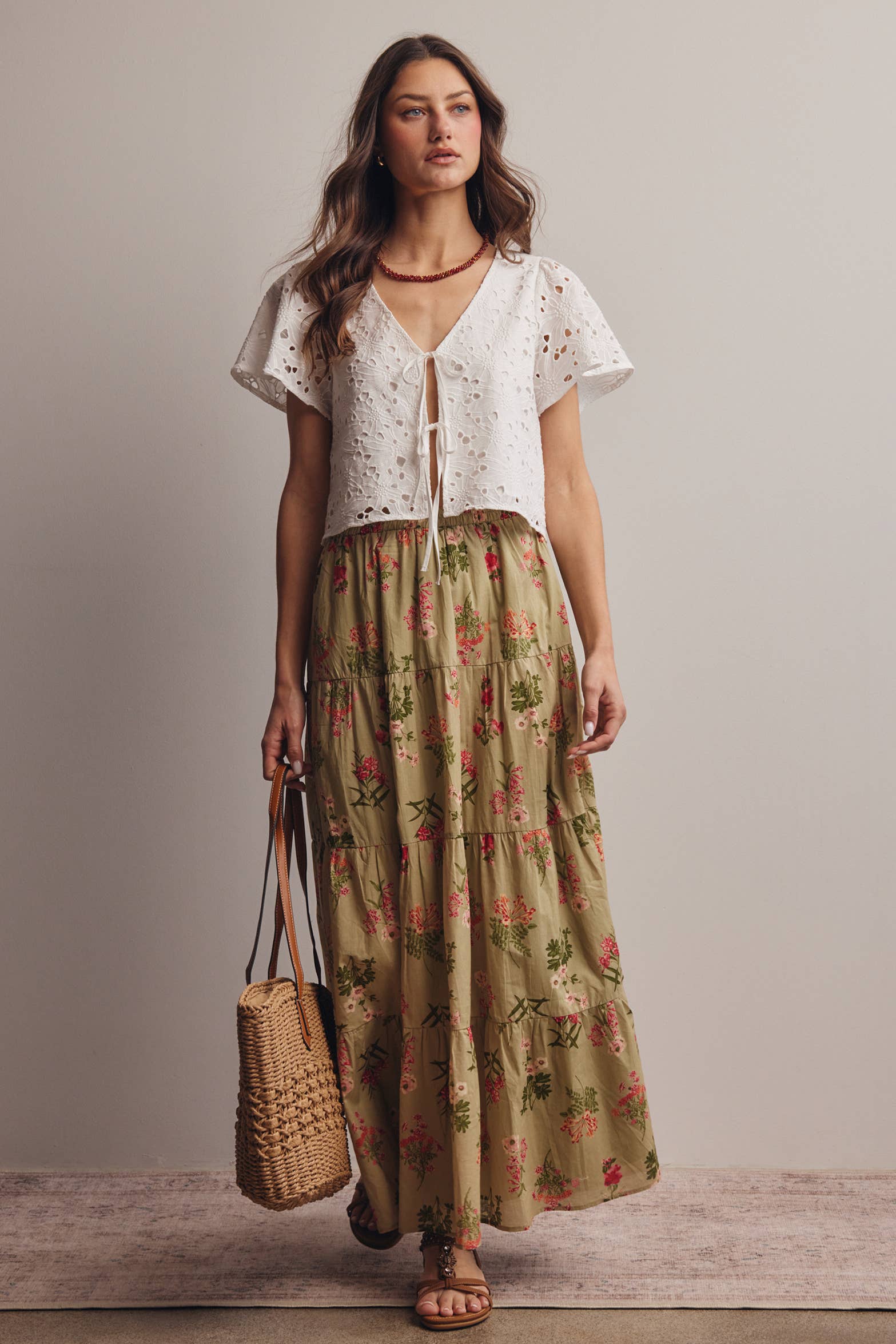 The Ivory Bloom Tie-Front Top