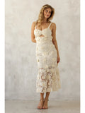 Ivory Bloom Lace Midi Dress