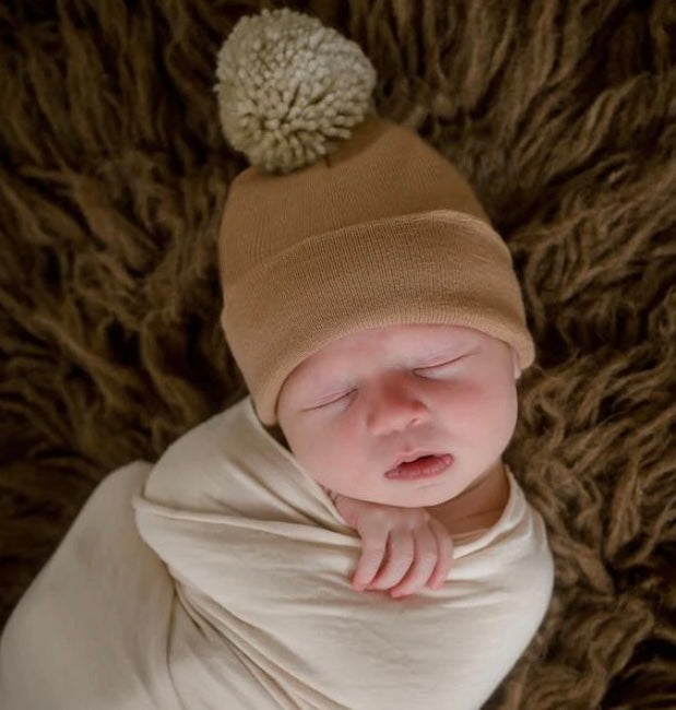 Oatmeal Pom Pom Hat