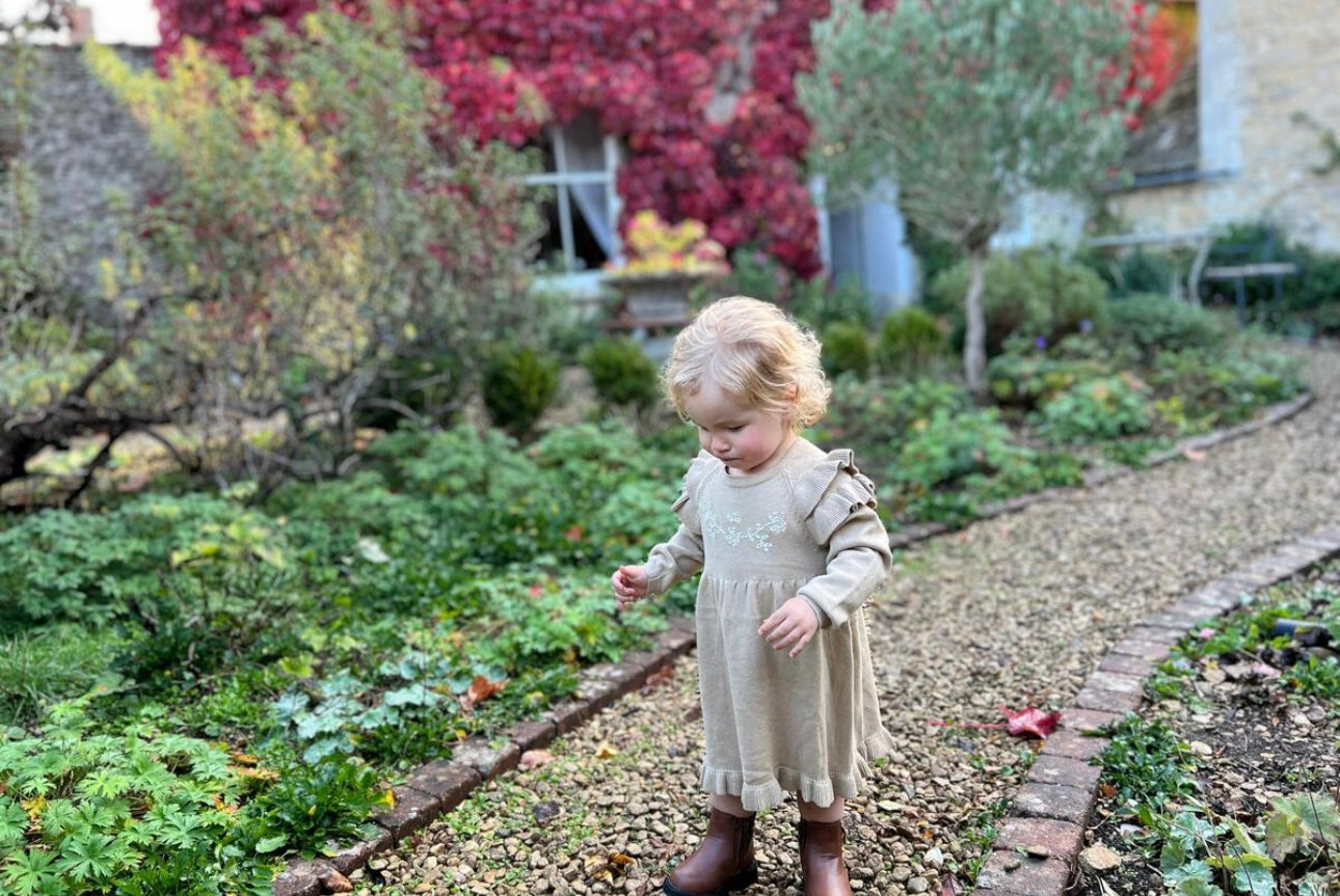 Floral Ruffle Sweater Dress
