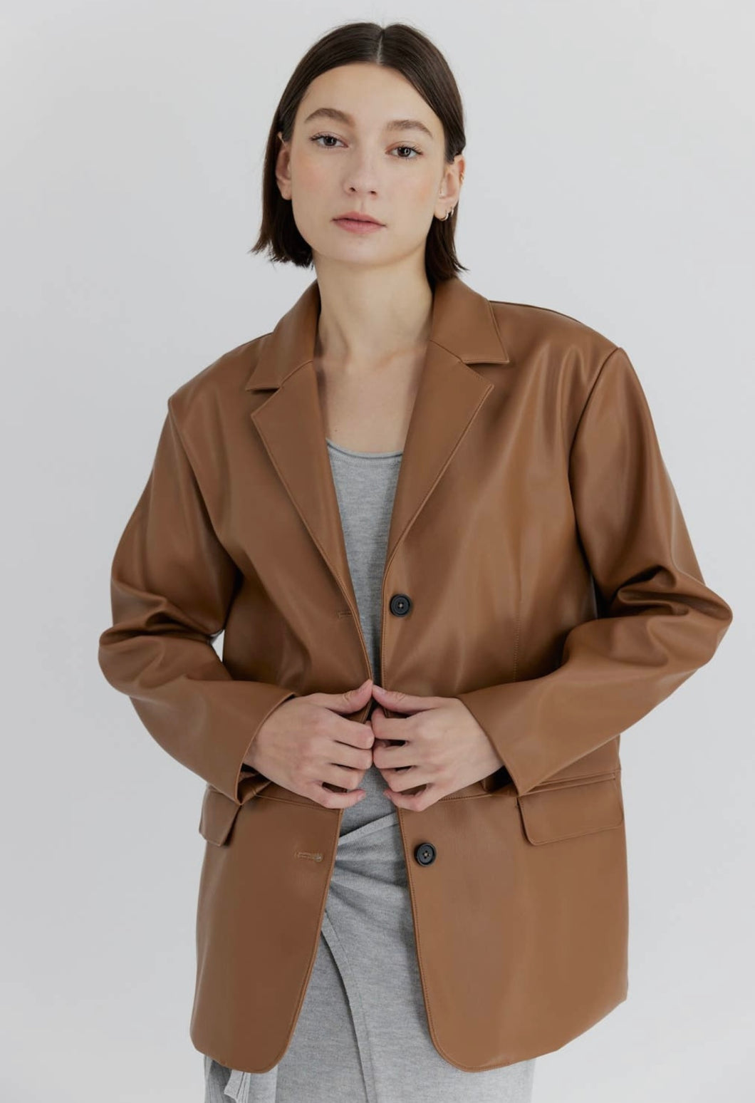 Rae Brown Leather Blazer